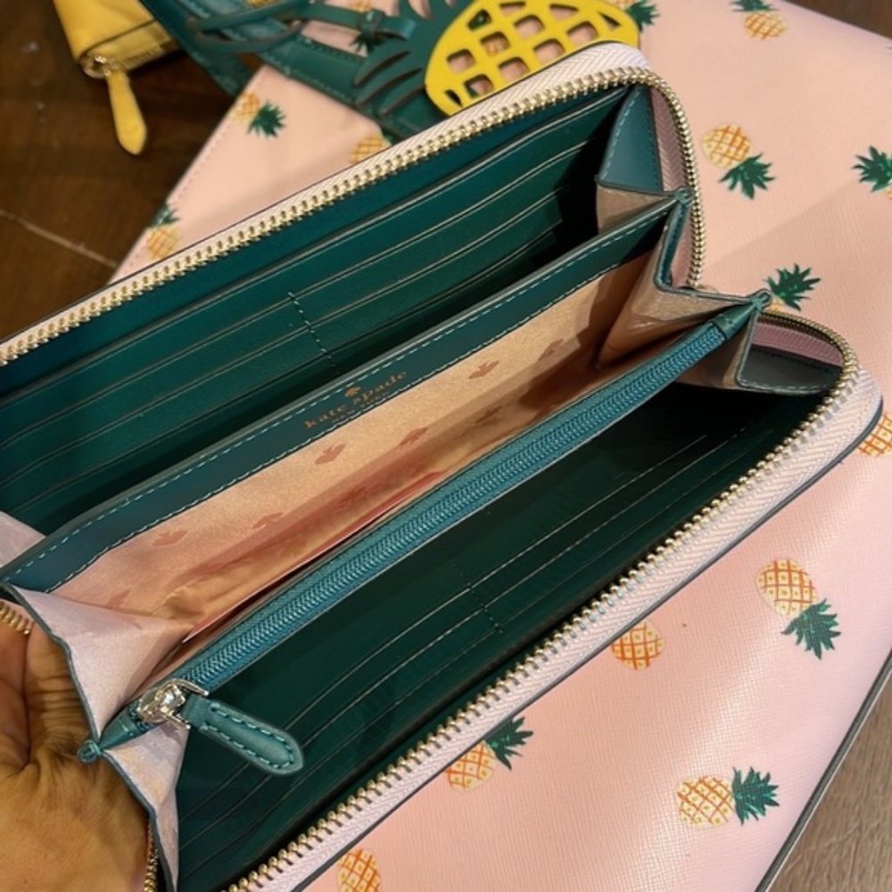 Kate Spade Pineapple Printed Large Continental Wallet Pink Multi - Picture 16 of 16